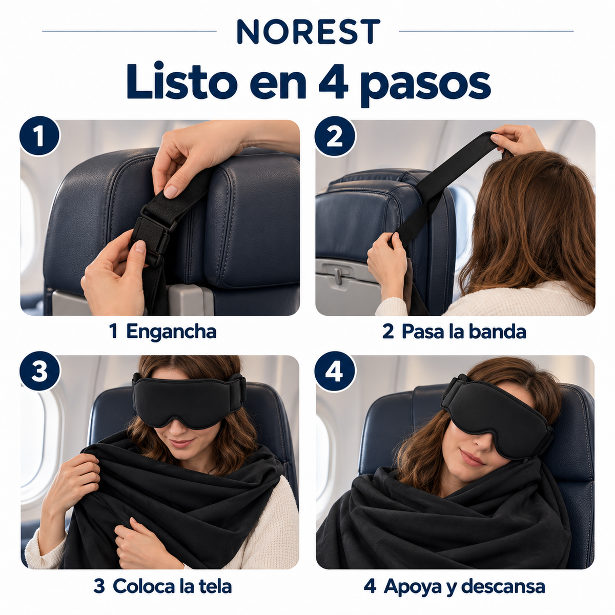 Almohada y antifaz 3 en 1 para dormir sentado