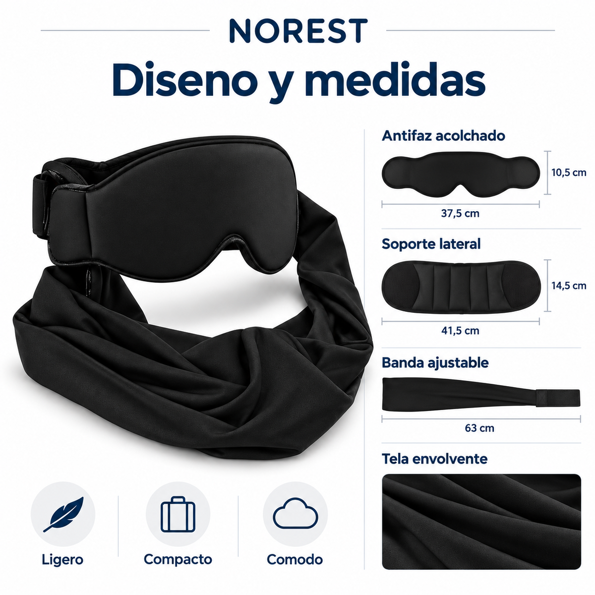 Almohada y antifaz 3 en 1 para dormir sentado